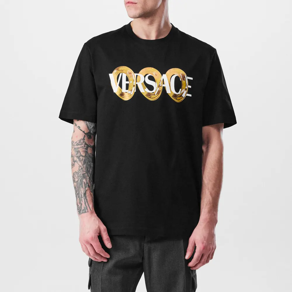 Versace Ring Graphic T-Shirt in Black, additional product view 3