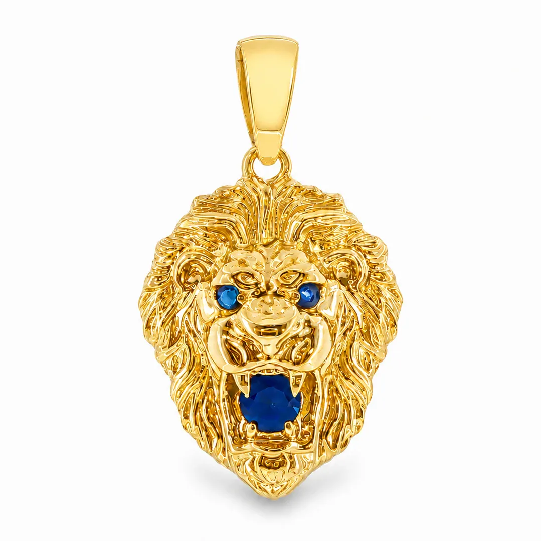 MARYAM - For Him FACTORY CONSCIOUS For Him Blue Sapphire Lion Pendant 66831 in Yellow Gold – Pendant