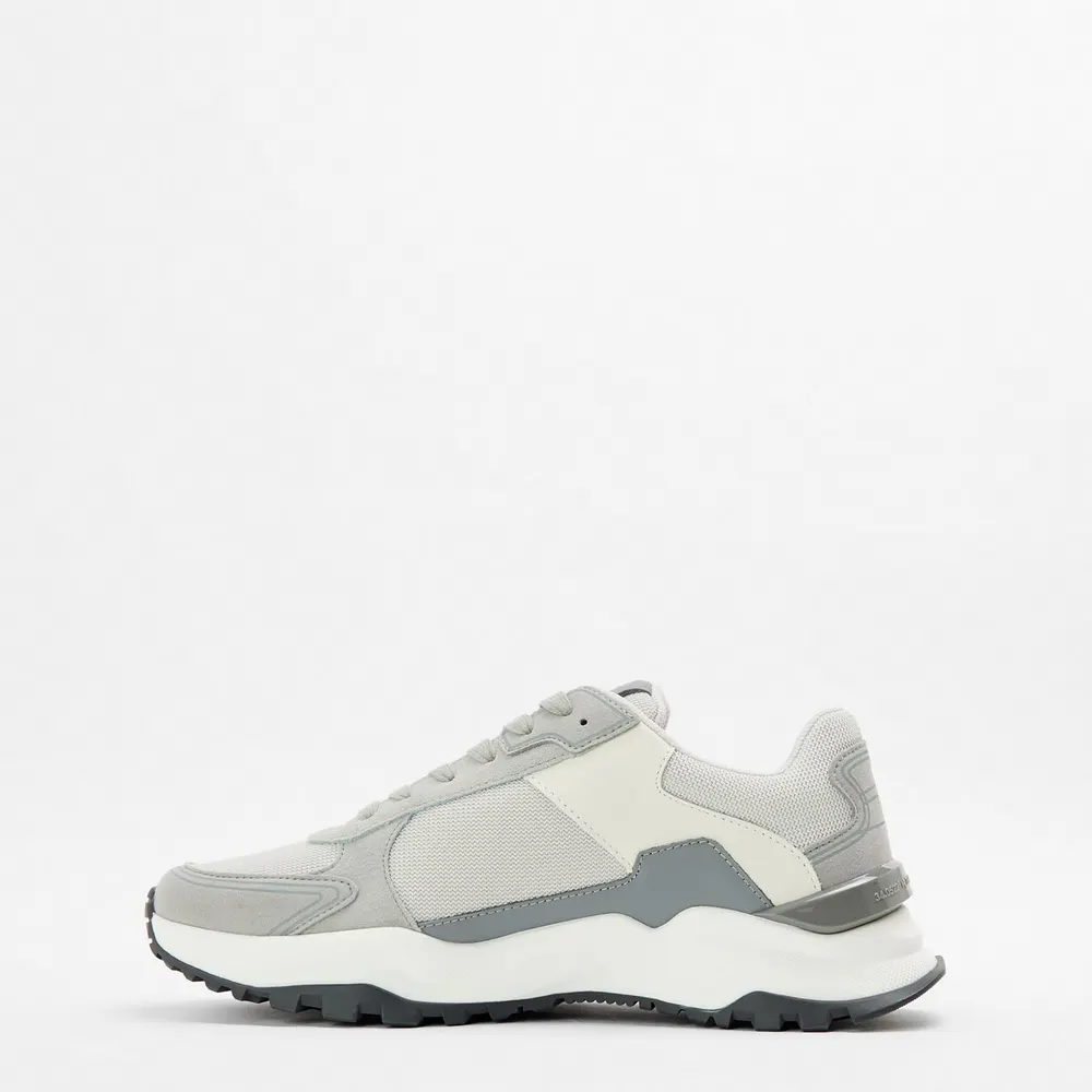 Android Homme Men's Multi-Material Chunky Trainers in Light Grey, additional product view 2