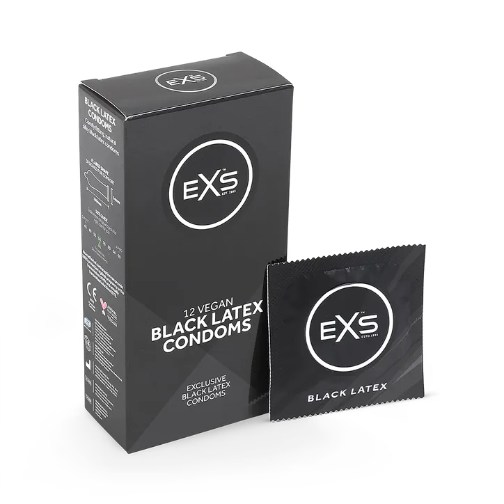 EXS Black Latex Condoms Vegan 12 Pack