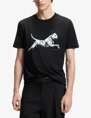 HUGO Dalmatian-Print Short-Sleeved Cotton-Jersey T-Shirt detail 3