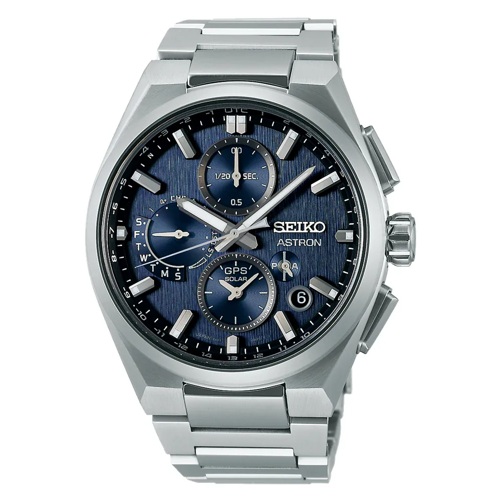 Seiko Prospex Astron GPS Solar 5X83 Dual-Time Chronograph 42mm Mens Watch Blue