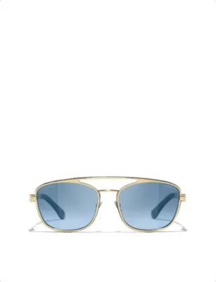 CHANEL CH4290Q Pilot-Frame Metal Sunglasses