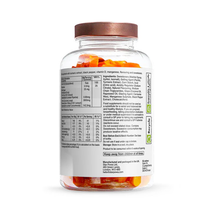 Starpowa Bone & Joint Turmeric 3000mg with Black Pepper 60 Vegan Gummies detail 2
