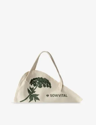 SOWVITAL Monet Quote Cotton Flower Tote Bag in WHITE, additional product view 3