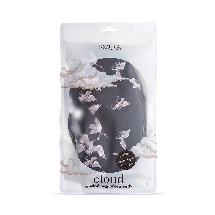 Smug Cloud Padded Satin Sleep Mask Moonlit Cranes, additional product view 3