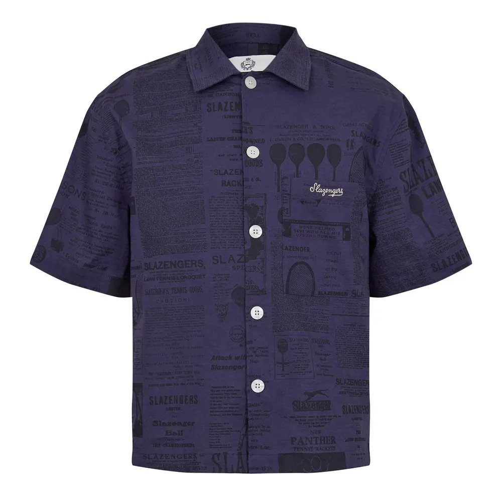 Slazenger Off-Court Off-Court Men’s Back Page Woven Shirt in Navy – Clothing
