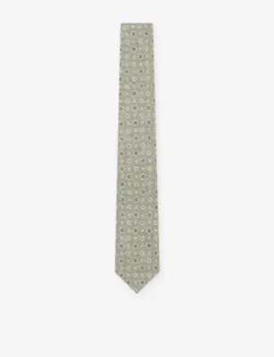 REISS Floral Medallion-Print Silk Tie