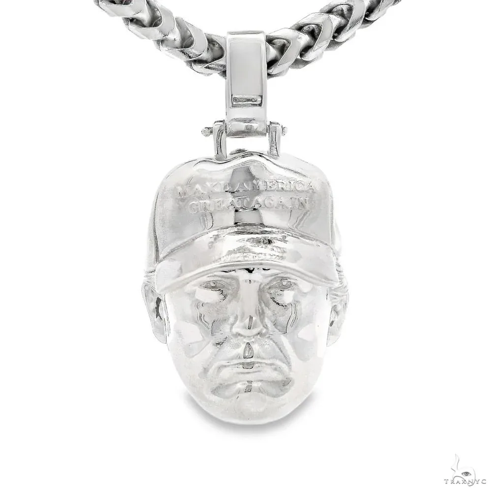 MARYAM - For Him SILVER Silver Donald Trump Head Pendant Franco Set 70106 in 20 Inches – Pendant Set