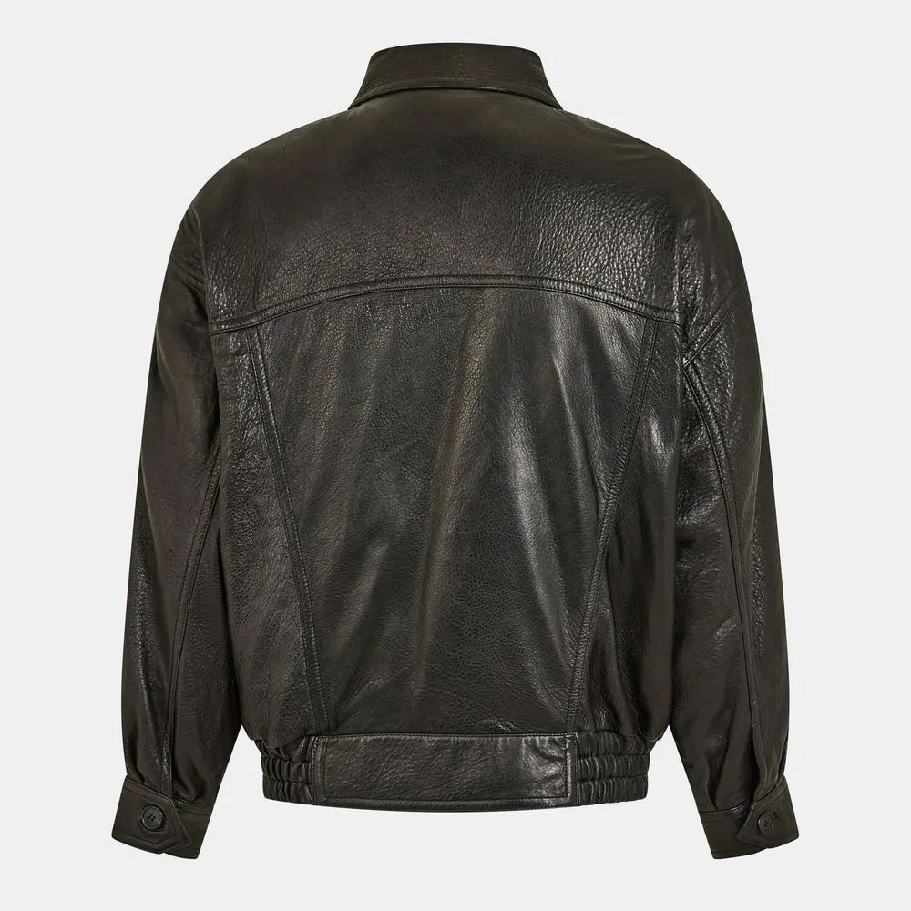 Saint Laurent Men's Leather Slim Fit Jacket detail 2