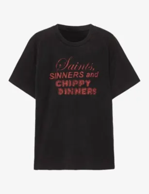 ALLSAINTS Chippy Graphic-Print Cotton T-Shirt - WASHED BLACK detail 2