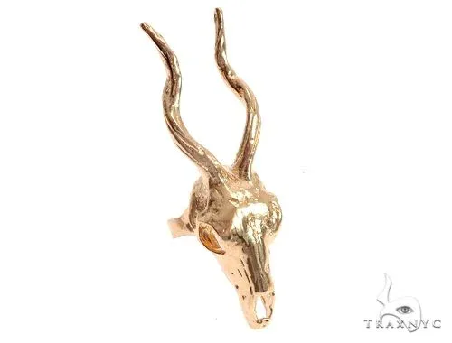 RINA - For Him FACTORY Custom 14K Yellow Gold Antelope Skull Ring 65011 in Rose Gold / 6 – Ring
