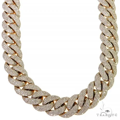 RINA - For Him FACTORY Pave Diamond Solid Miami Cuban 24 Inches 15.5mm 68240 in Rose Gold – Chain