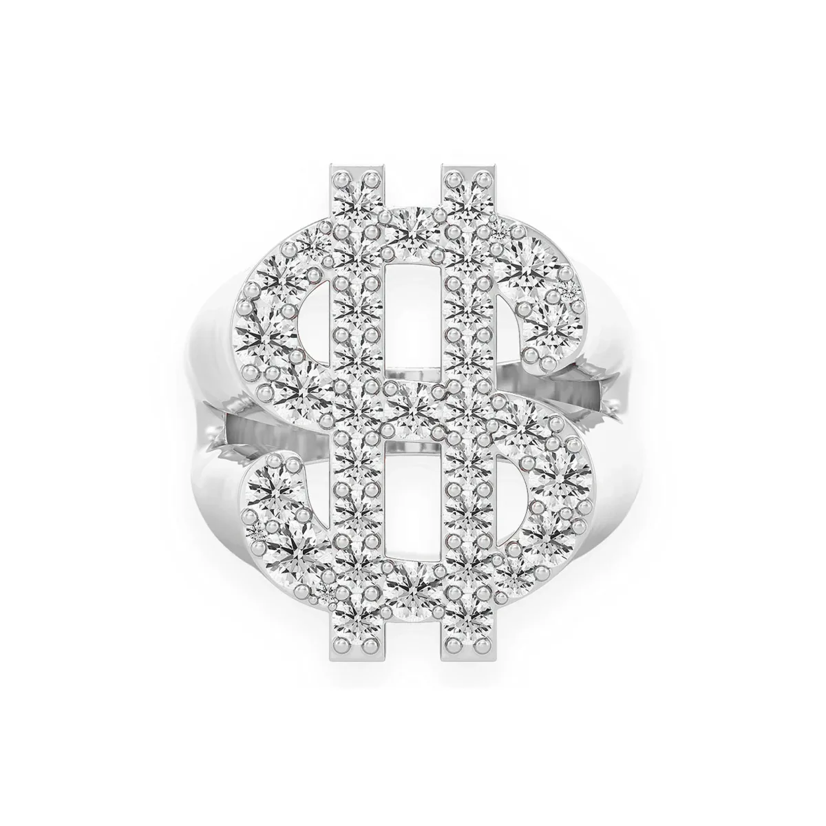For Him Dollar Sign Signet Ring in White Gold / Natural Diamond – Ring