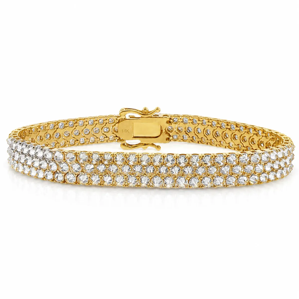 AHMED - MOON JEWELRY Three Row Upside Down Lab Diamond Tennis Bracelet 71610 in Rose Gold – Bracelet