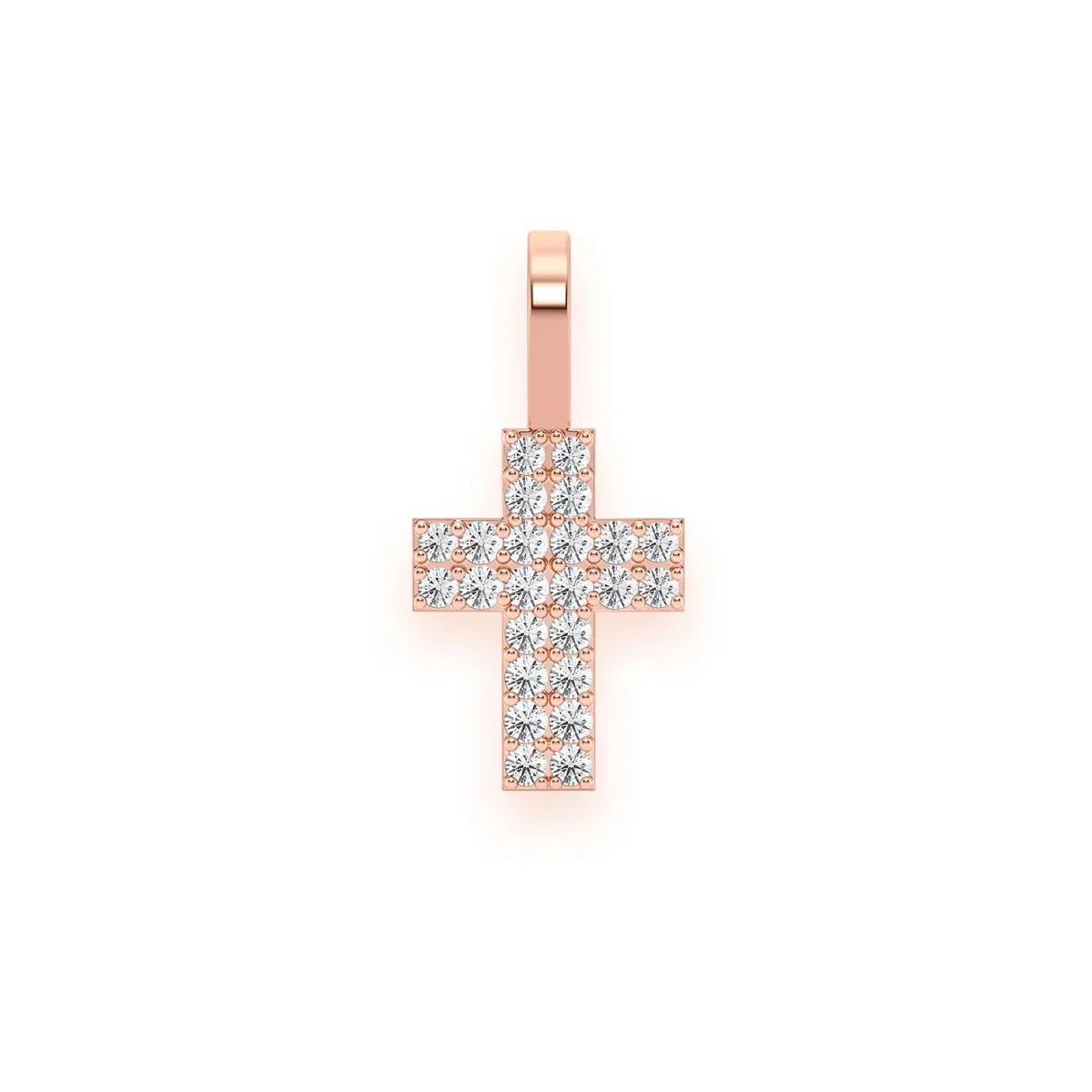 For Him Two Row Diamond Cross Pendant in 0.25ctw / Rose Gold / Natural Diamond – Pendant