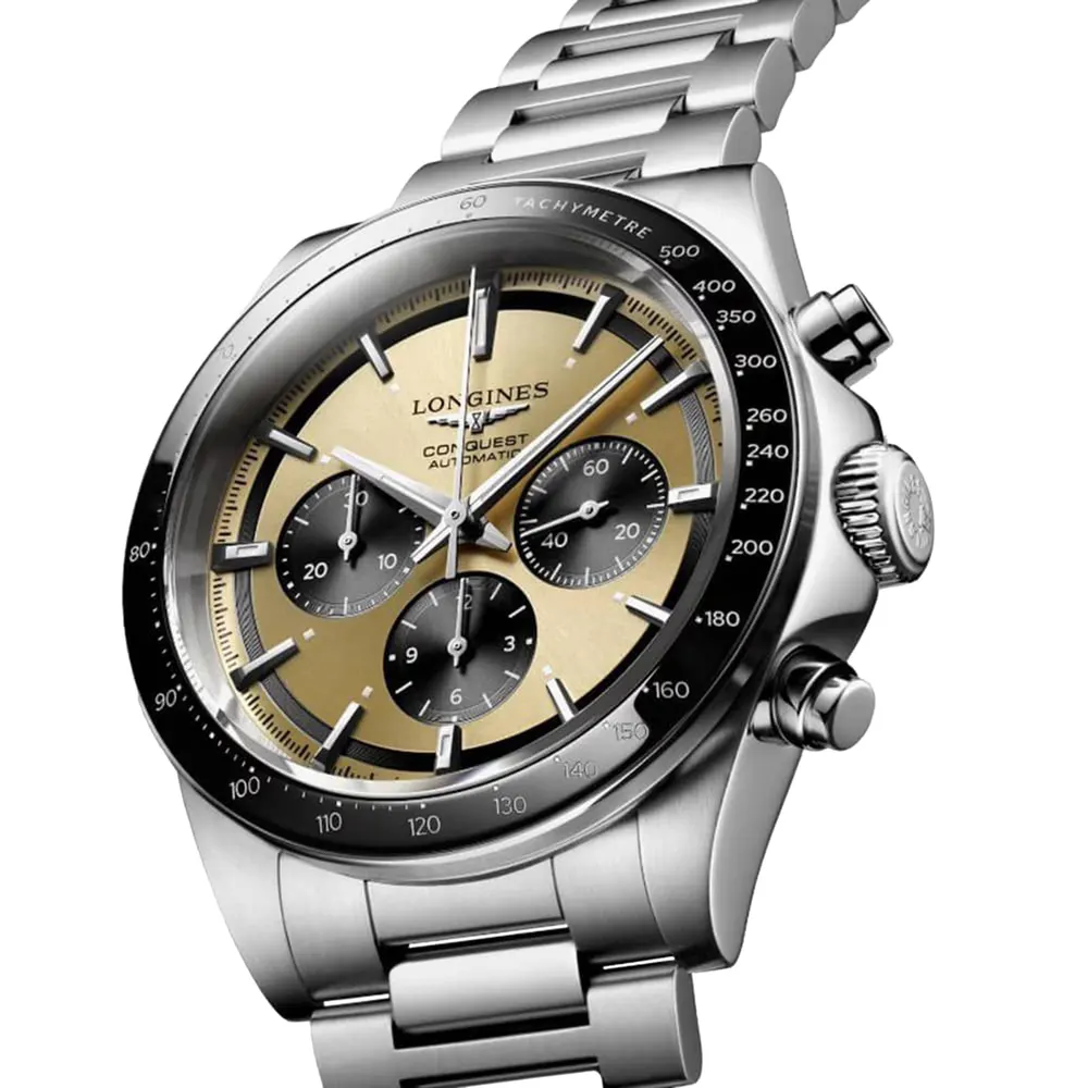 Longines Conquest Chronograph 42mm Mens Watch Brown detail 3