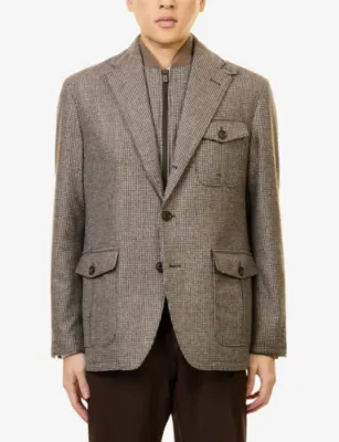 CORNELIANI Dogtooth Bib Wool Blazer detail 3