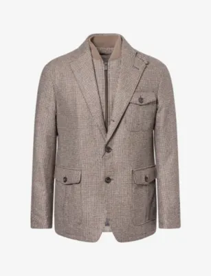 CORNELIANI Dogtooth Bib Wool Blazer