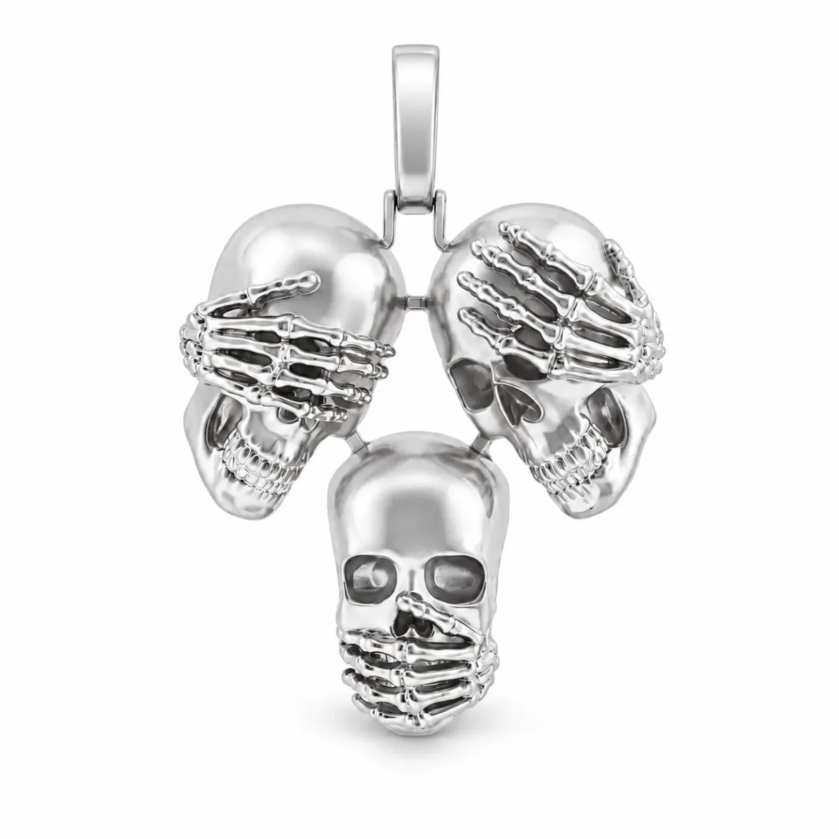 RINA - For Him DISCORD MAX See No Evil, Hear No Evil, Speak No Evil Skull Pendant 67761 in White Gold – Pendant
