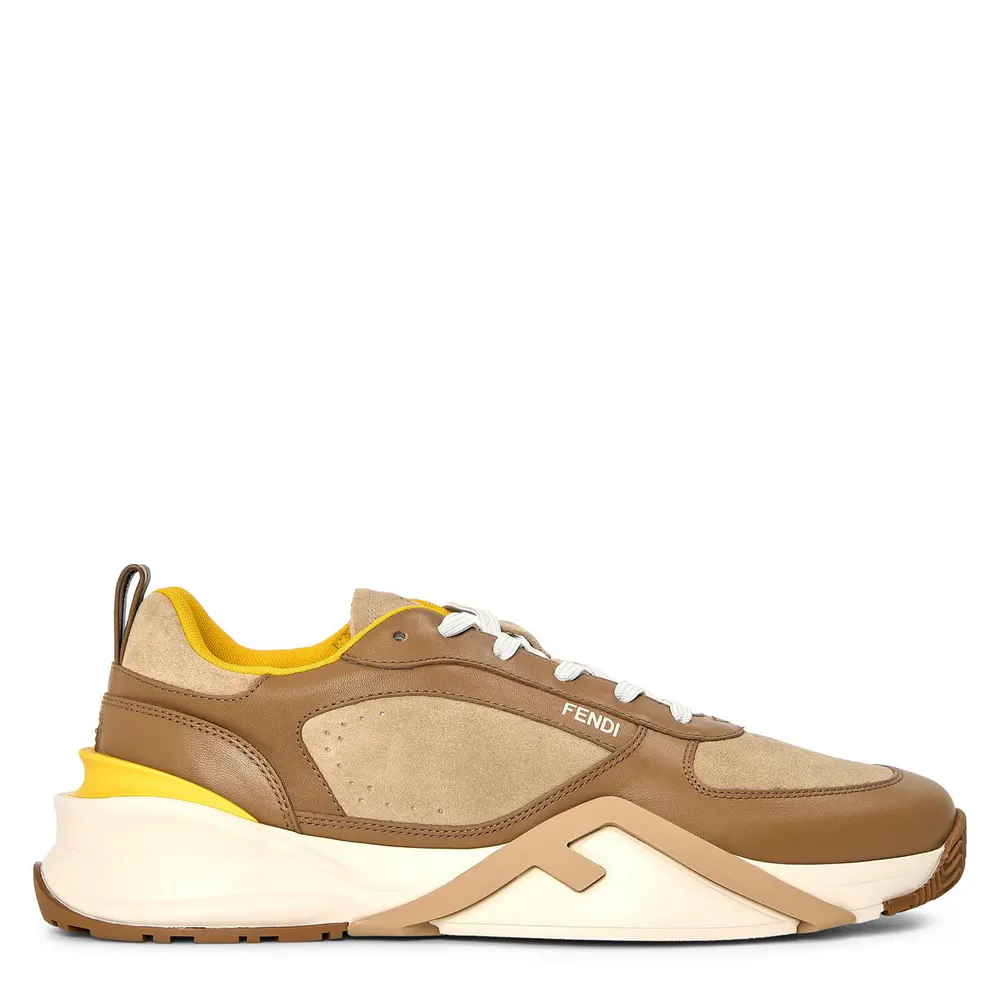 Fendi Mens Flow Trainers in Beige – Footwear
