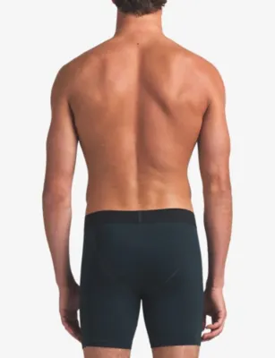 SKIMS Branded-Waisband Pack of Three Cotton-Blend Boxer Briefs detail 3