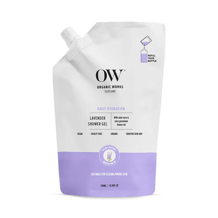 Organic Works Lavender Shower Gel 500ml Refill Pouch