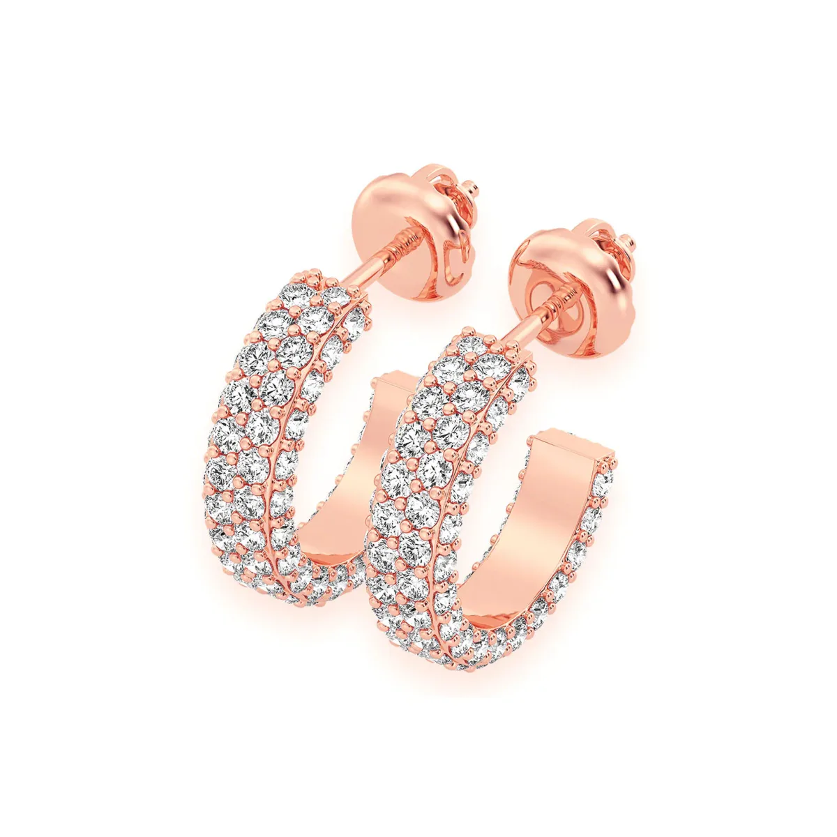For Him Half Hoop Diamond Earrings in Rose Gold / Natural Diamond – Earring
