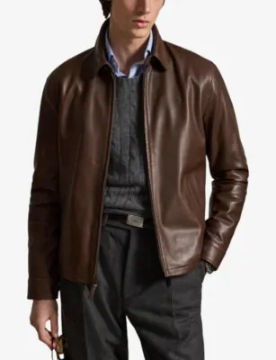 POLO RALPH LAUREN The Bayville Leather Jacket in BISON BROWN, additional product view 3