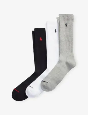 POLO RALPH LAUREN Ribbed Pack of Three Cotton-Blend Socks - 9-11
