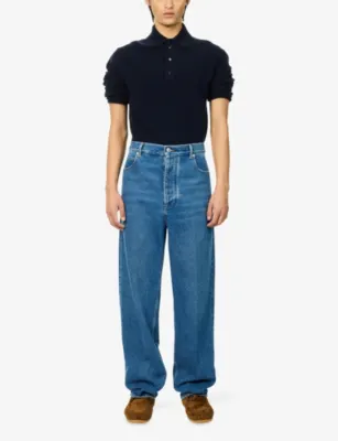 BOTTEGA VENETA Washed Wide-Leg Cotton Denim Jeans detail 3