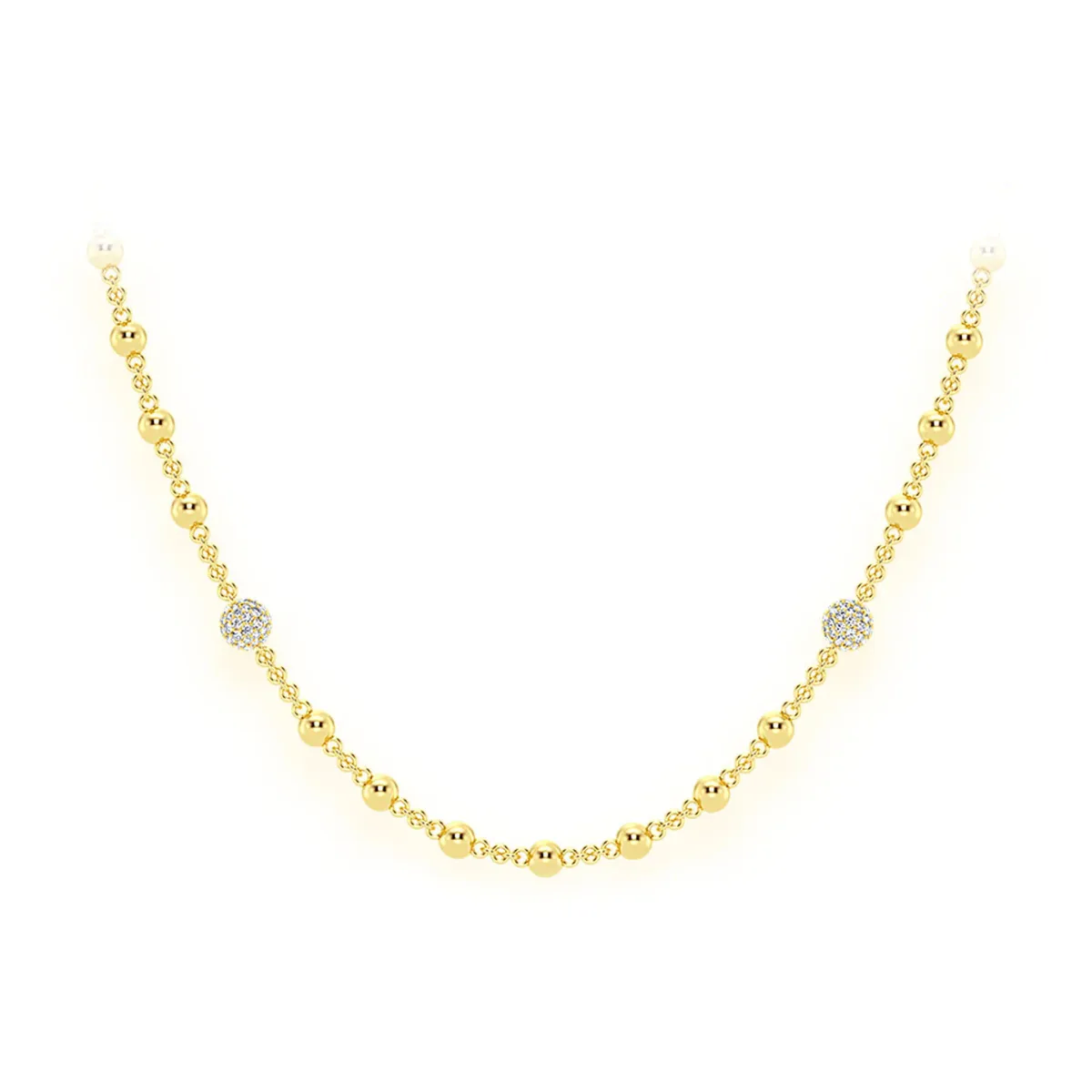For Him Diamond Bead Rosary Necklace in Rose Gold / 16" / Lab Grown Diamond – Necklace