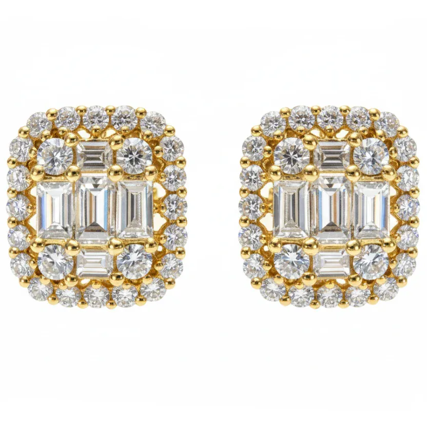ANNA - UNITED 18K Gold Baguette Diamond Earrings 67302 in Yellow Gold – Earrings