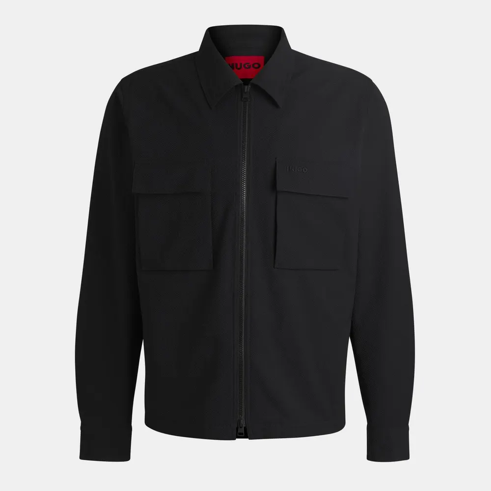 Hugo Men's Eselio Red Overshirt in Black 001 – Clothing