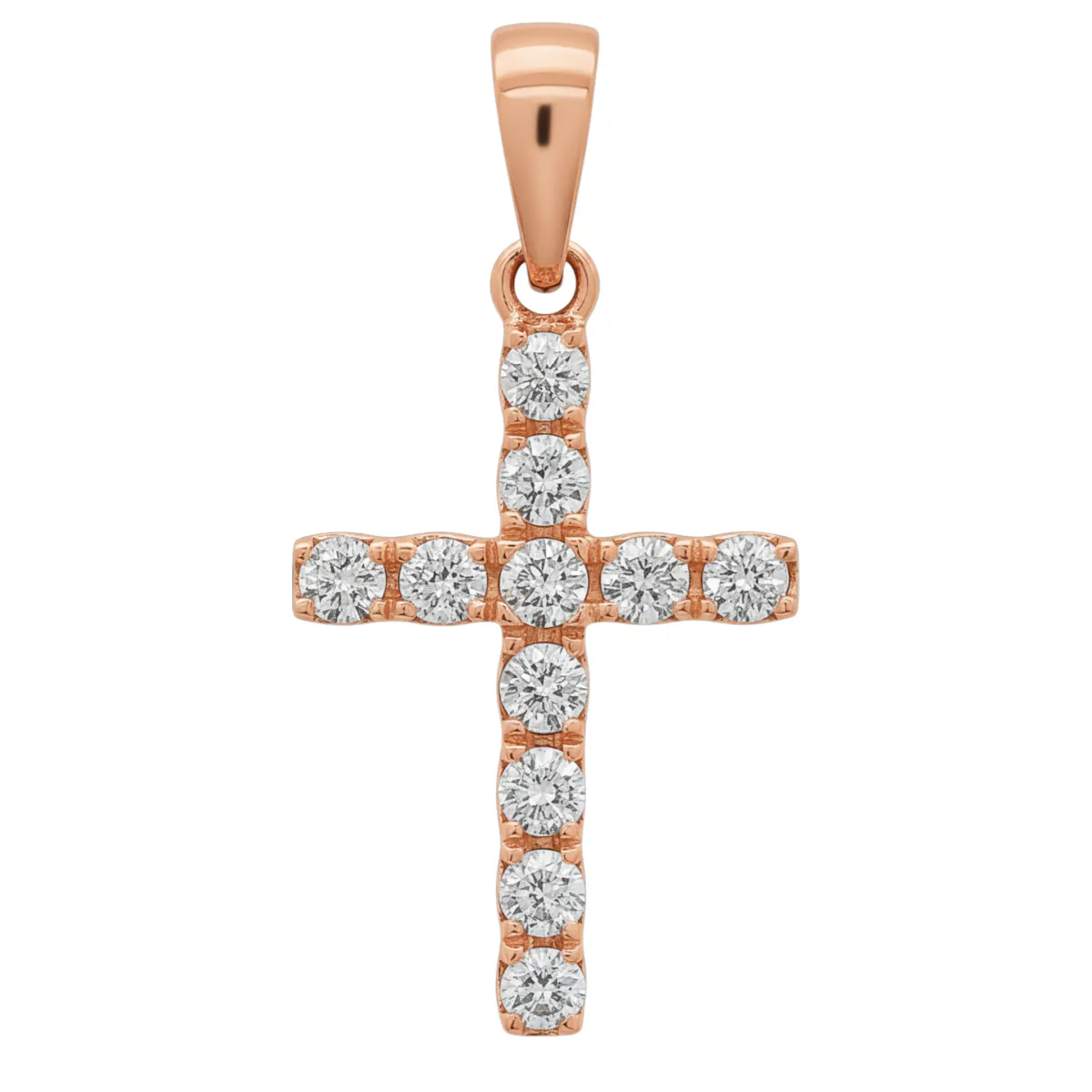 ANNA - CONSCIOUS DIAMONDS 14K Gold Mini Diamond Cross 65967 in Rose Gold – Pendant