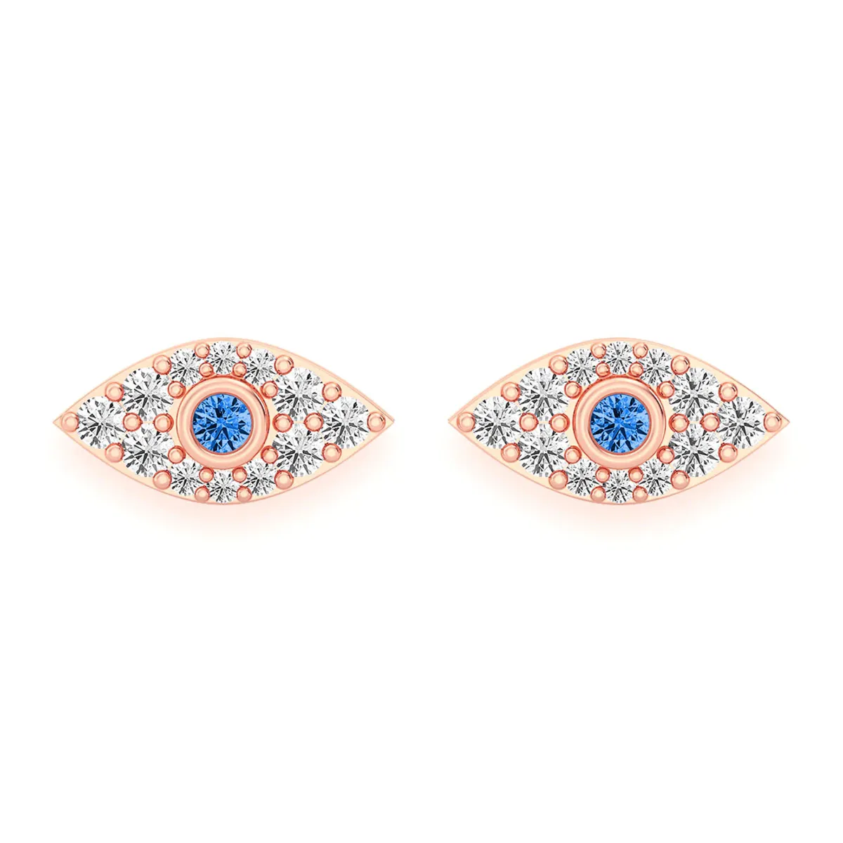 For Him Evil Eye Diamond Studs in Rose Gold / Natural Diamond – Earring