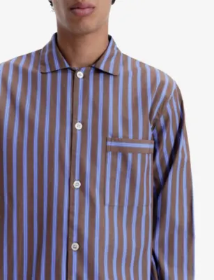 TEKLA Striped Cotton-Poplin Pyjama Shirt detail 3