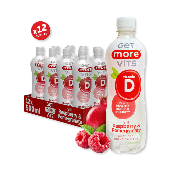 Get More Vits Get More Vitamin D Still Raspberry & Pomegranate 12x500ml