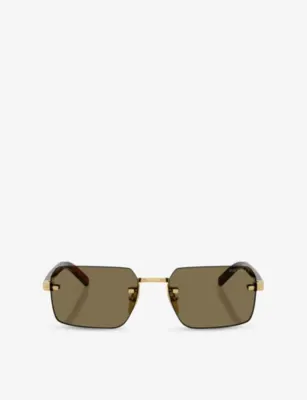 PRADA PR D55S Square-Frame Metal Sunglasses
