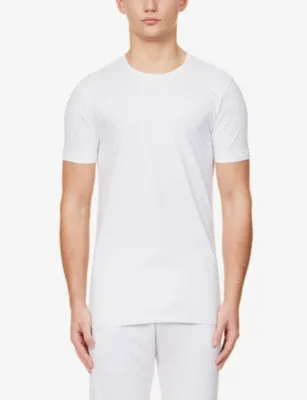 FALKE Regular-fit crewneck stretch-cotton T-shirt pack of two detail 3