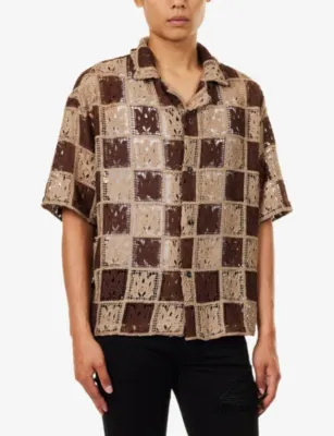 AMIRI Check Lace Camp Crochet Shirt detail 3