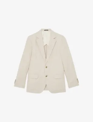 REISS Atlantic Single-Breasted Linen Blazer - SOFT BLUE detail 3