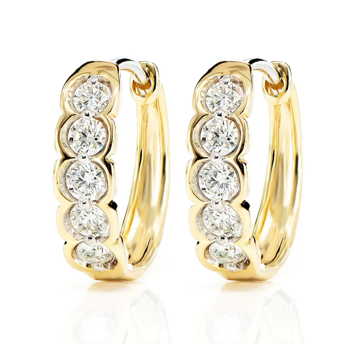 For Him Diamond Round Caterpillar Hoop Earrings in Rose Gold / Lab Grown Diamond – Earring