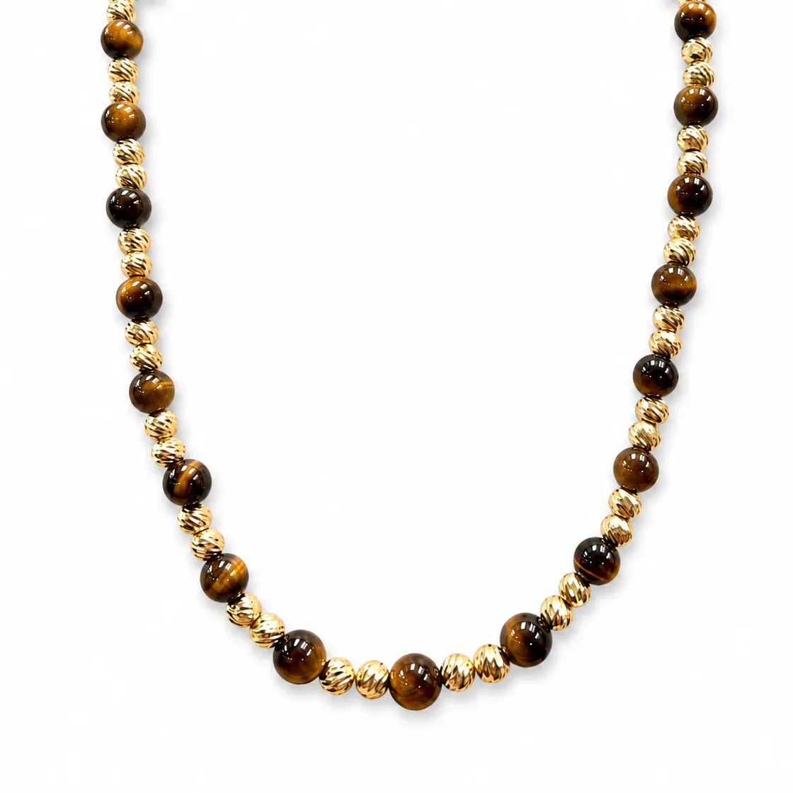 EMMA - For Him MERCHANDISE Tiger's Eye & Gold Bead Necklace 71737 – Necklace