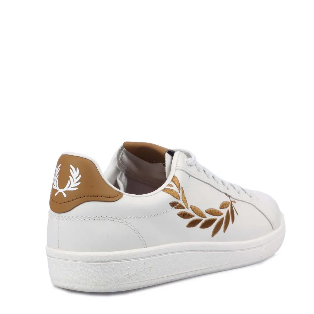 Fred Perry B721 Leather Trainers in White, additional product view 3