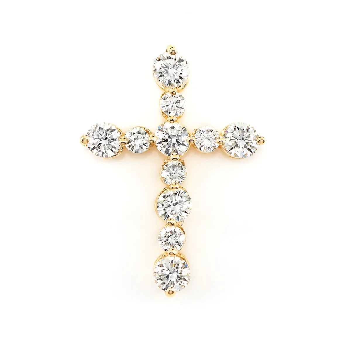 For Him 11 Stone Hidden Bail Cross in 0.88ctw / Rose Gold / Natural Diamond – Pendant