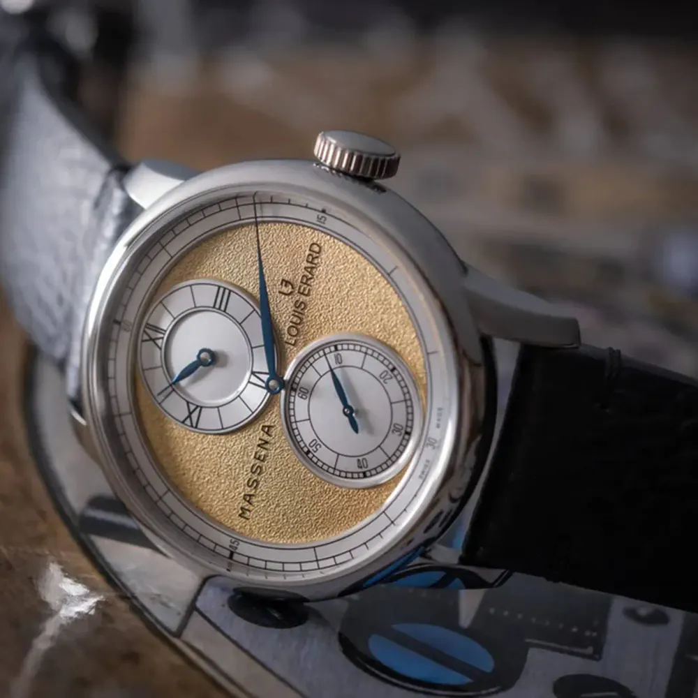 Louis Erard Le Régulateur x Massena Lab Limited Edition 42mm Unisex Watch Gold in Gold, additional product view 3