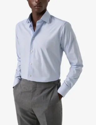 ETON Checked Slim-Fit Cotton-Twill Shirt - 17.75 detail 3
