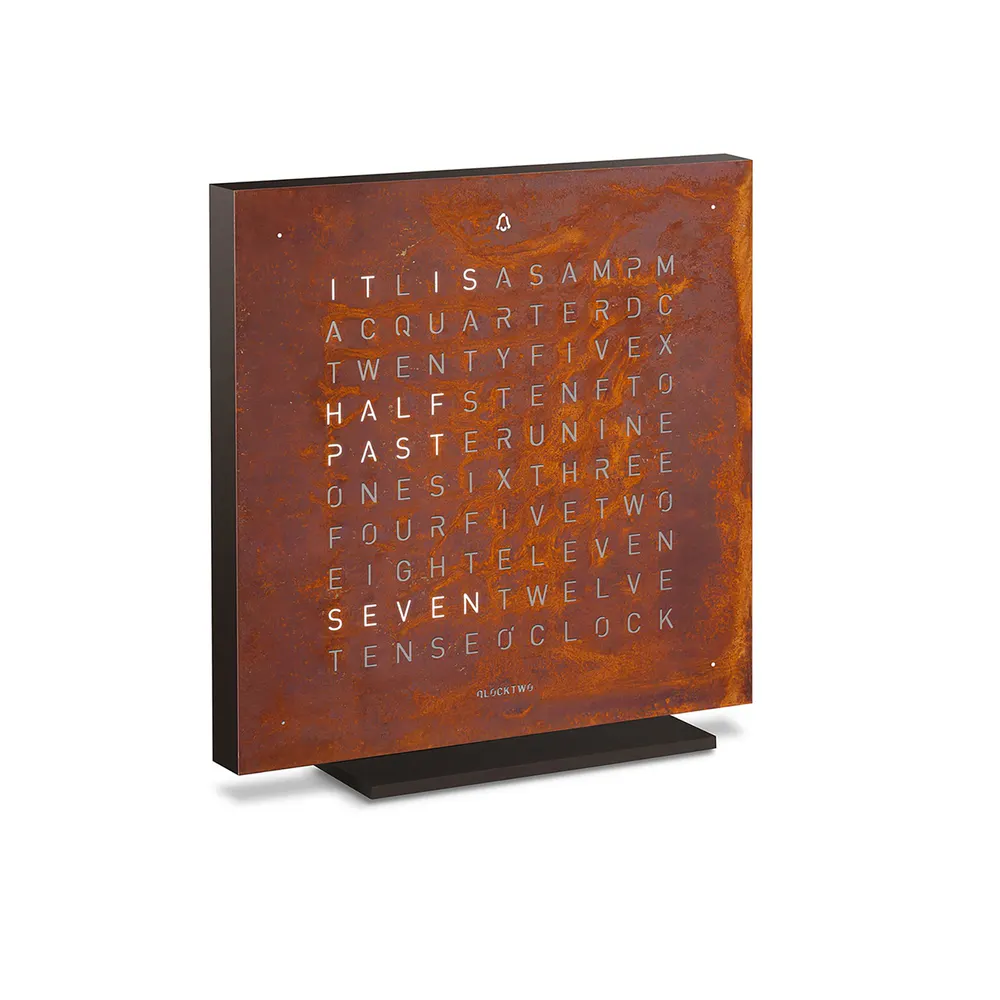 QLOCKTWO TOUCH Creator's Edition Rust Table Clock 13.5cm in Brown, additional product view 2
