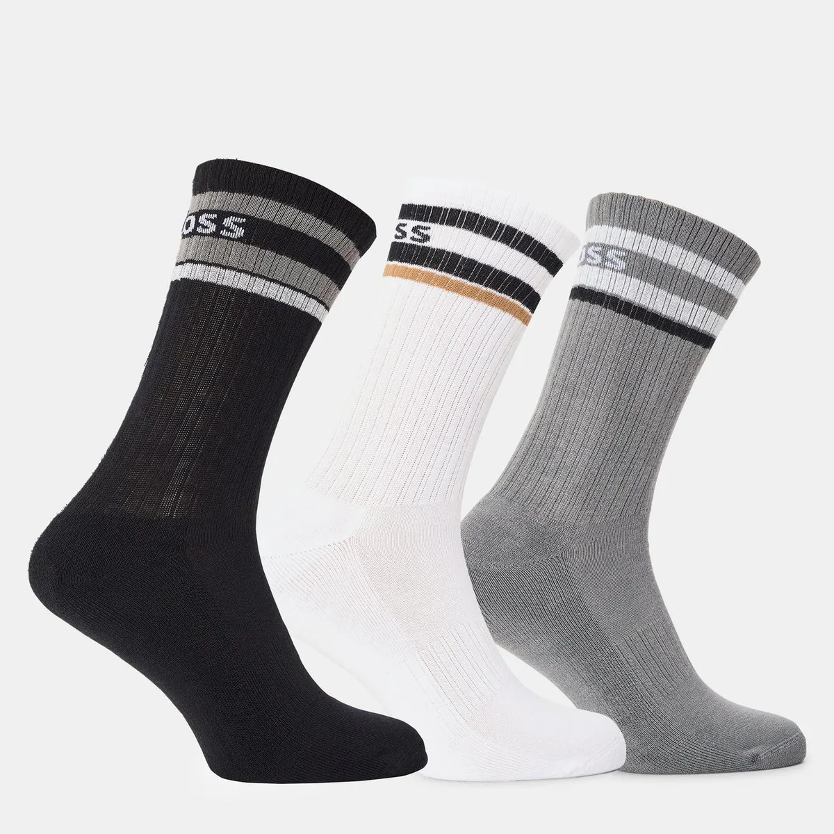Boss Mens BOSS Bodywear 3 Pack Rib Logo Stripe Socks